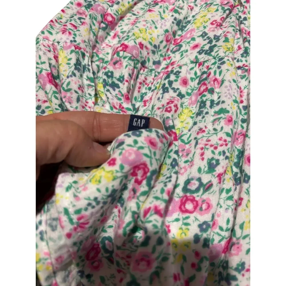 Gap 7/8 all cotton floral lined sundress pink green white nwot like new